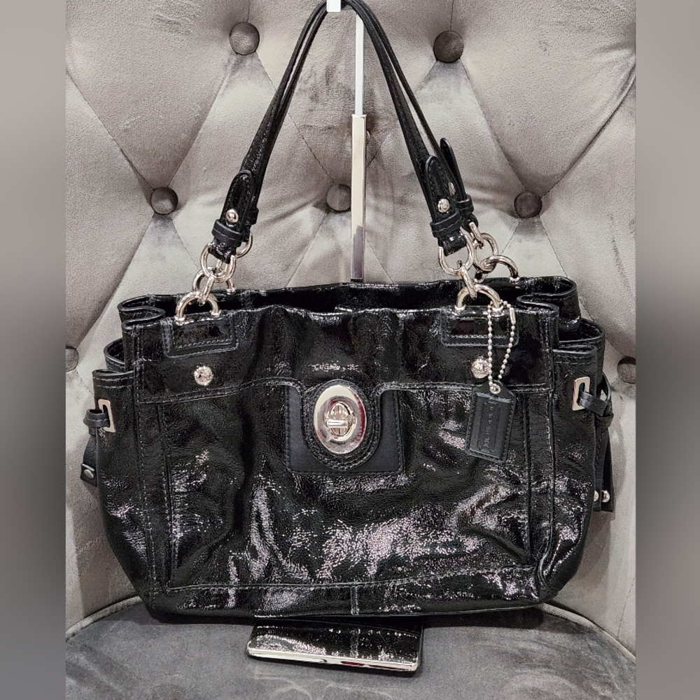 COPY - Coach Black & Silver Peyton Shoulder Bag Serial #: B1273-19756M